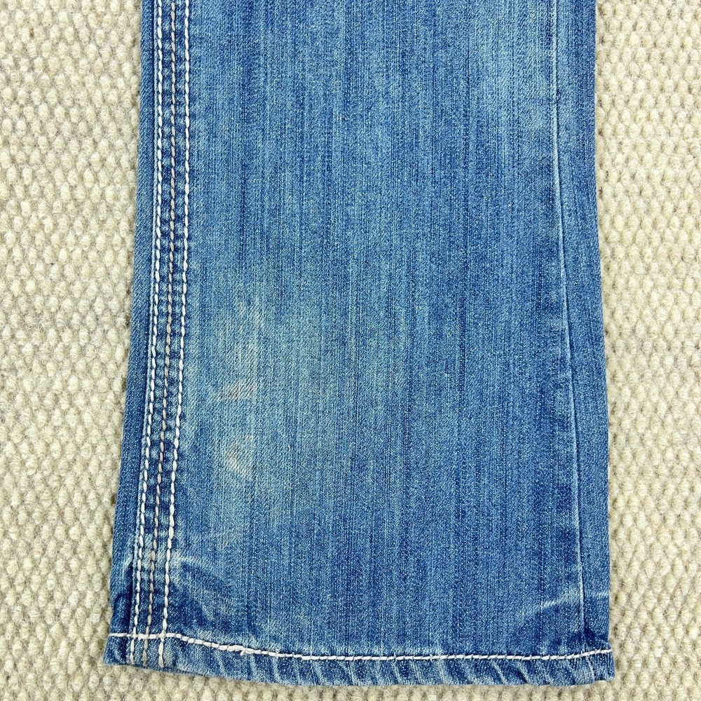 CJ Black Jeans Men 30x32 Relaxed Straight Flap Pockets Embroidered Med Wash Fade - Picture 8 of 16